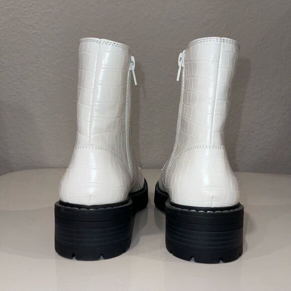 Sugar Kaedy White Croco Combat Boots - Picture 3 of 6